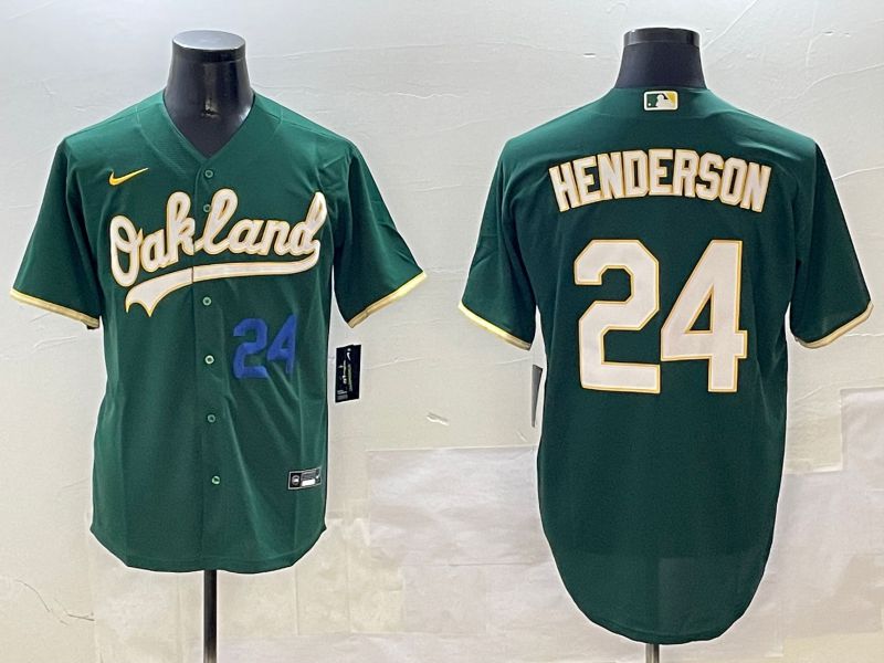 Men Oakland Athletics #24 Henderson Green Game 2025 Nike MLB Jersey style 3->oakland athletics->MLB Jersey
